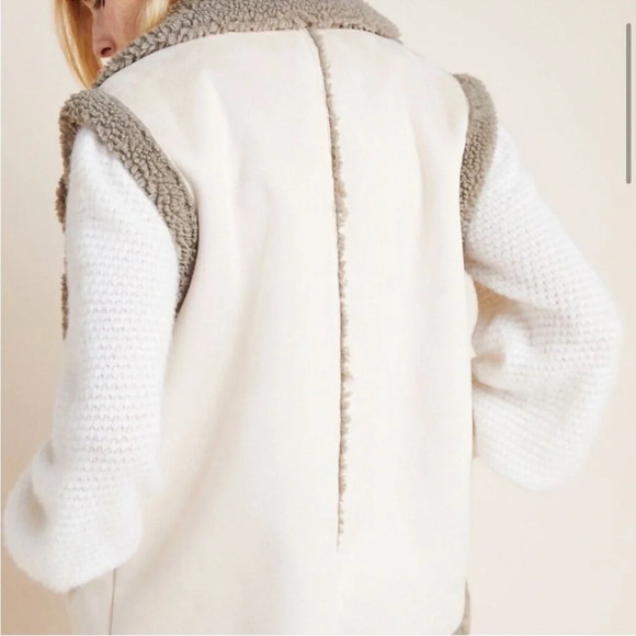 Akemi +Kim Anthro Phoebe Sherpa Suede Open Front Vest , Women’s One Size - Picture 8 of 9